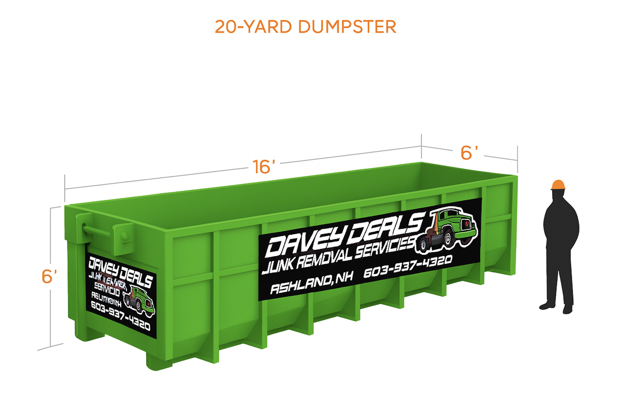 20 Yard dumpster with dimensions